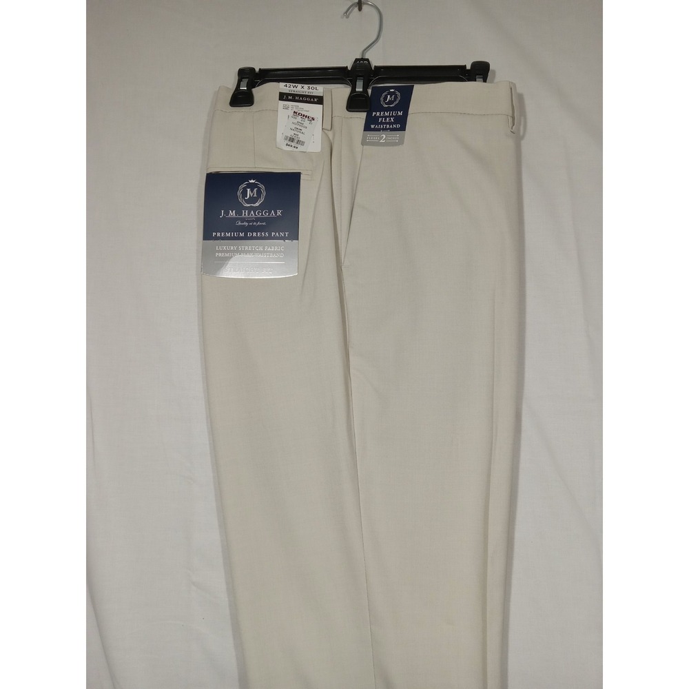 J.M. Haggar Premium Dress Pants Mens 42x30 Color Natural Stretch  Straight Fit